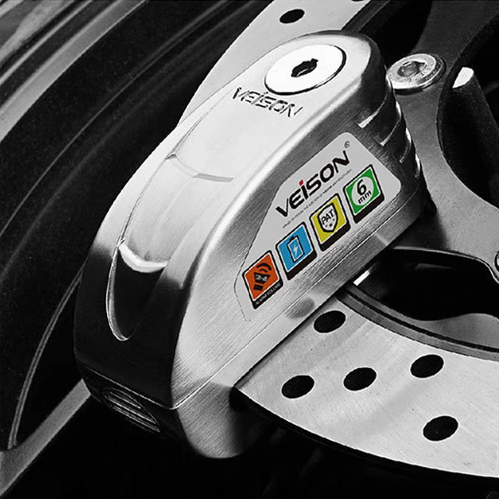 VEISON Motorcycle Alarm Disc Lock  Waterproof AntiTheft Brake Rotor Padlock With 130dB Warning Sire 3