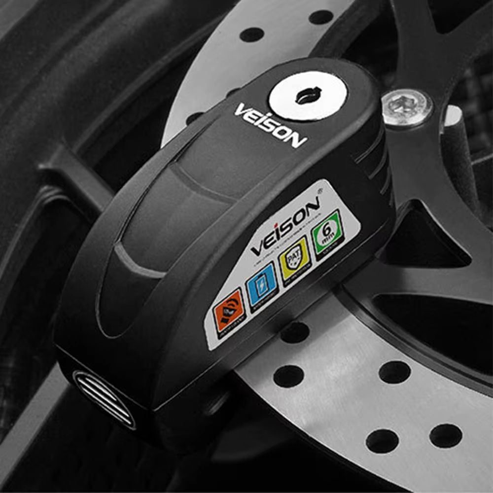 VEISON Motorcycle Alarm Disc Lock  Waterproof AntiTheft Brake Rotor Padlock With 130dB Warning Sire 7