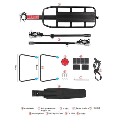 Quick Release Adjustable Bike Cargo Rack With Rear Mudguard  HeavyDuty Bicycle Luggage Carrier For  4