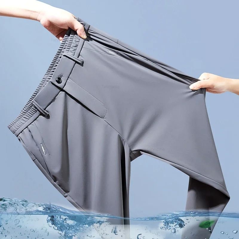 Mens Ultra Thin Quick Dry Elastic Trousers Summer Slim Straight Pants 8