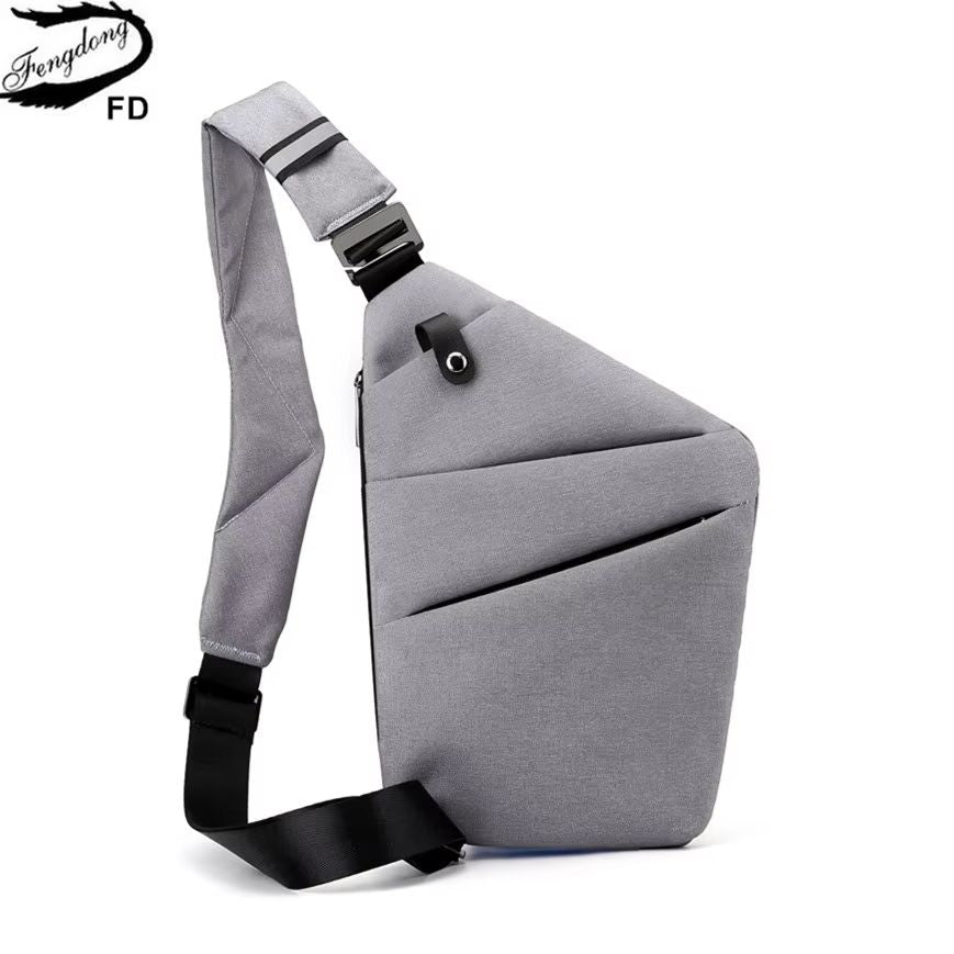 Fengdong Men's Ultra-Thin Anti-Theft Chest Bag – Compact Crossbody Sling Bag for Travel and Sports