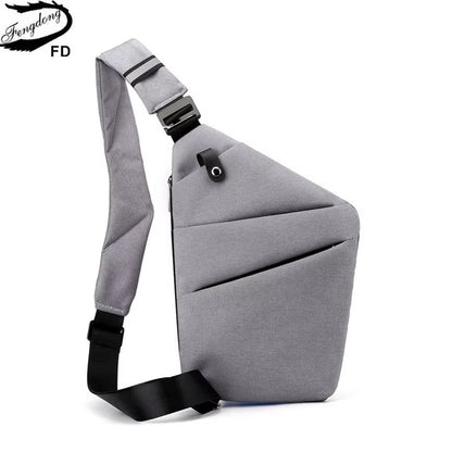 Fengdong Men's Ultra-Thin Anti-Theft Chest Bag – Compact Crossbody Sling Bag for Travel and Sports