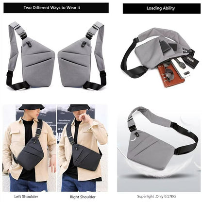 Fengdong Mens UltraThin AntiTheft Chest Bag  Compact Crossbody Sling Bag For Travel And Sports 4