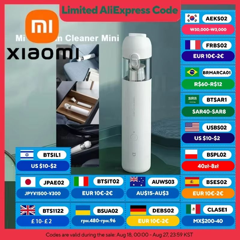 Xiaomi Mijia Handheld Wireless Vacuum Cleaner – Cordless Portable Vacuum with 13KPa Suction & 30min Battery Life