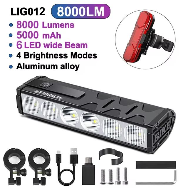 NEWBOLER 10000 Lumen Bicycle Light  USB Rechargeable Waterproof Bike Headlight With 10000mAh Batter 10