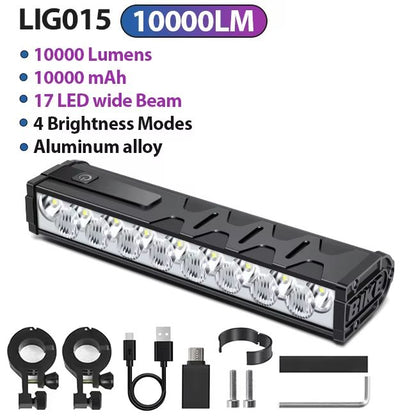 NEWBOLER 10000 Lumen Bicycle Light  USB Rechargeable Waterproof Bike Headlight With 10000mAh Batter 12