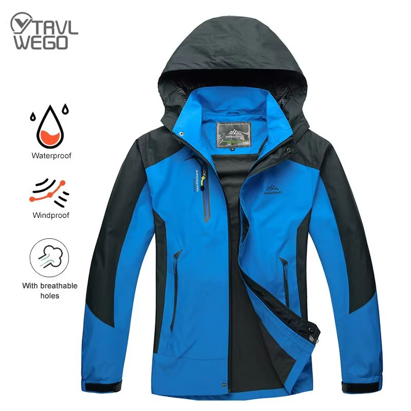 TRVLWEGO Men's Waterproof Hiking Jacket – Lightweight Outdoor Windbreaker for Camping, Trekking & Travel