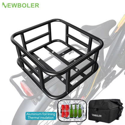 Large Capacity Rear Bike Basket – Durable Bicycle Cargo Rack Bag for E-Bikes, Travel & Shopping