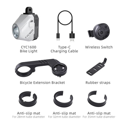 CYCLAMI Ultra Bright Bike Headlight  1600 Lumen Wireless Remote Front Lamp For MTB  Road Cycling 4