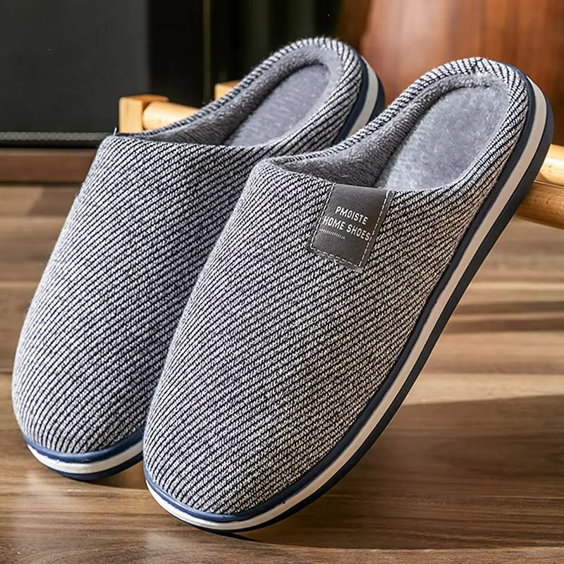 Men's Winter Warm Cotton Slippers – Soft Non-Slip Indoor Slides for Comfort & Large Sizes