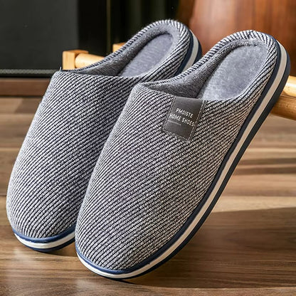 Men's Winter Warm Cotton Slippers – Soft Non-Slip Indoor Slides for Comfort & Large Sizes