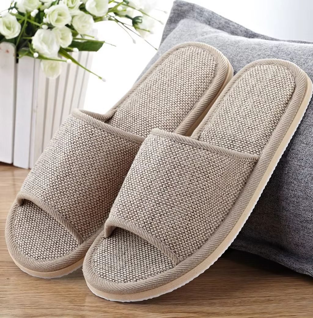 Unisex Linen Indoor Slippers – Comfortable Anti-Slip House Shoes for Men and Women