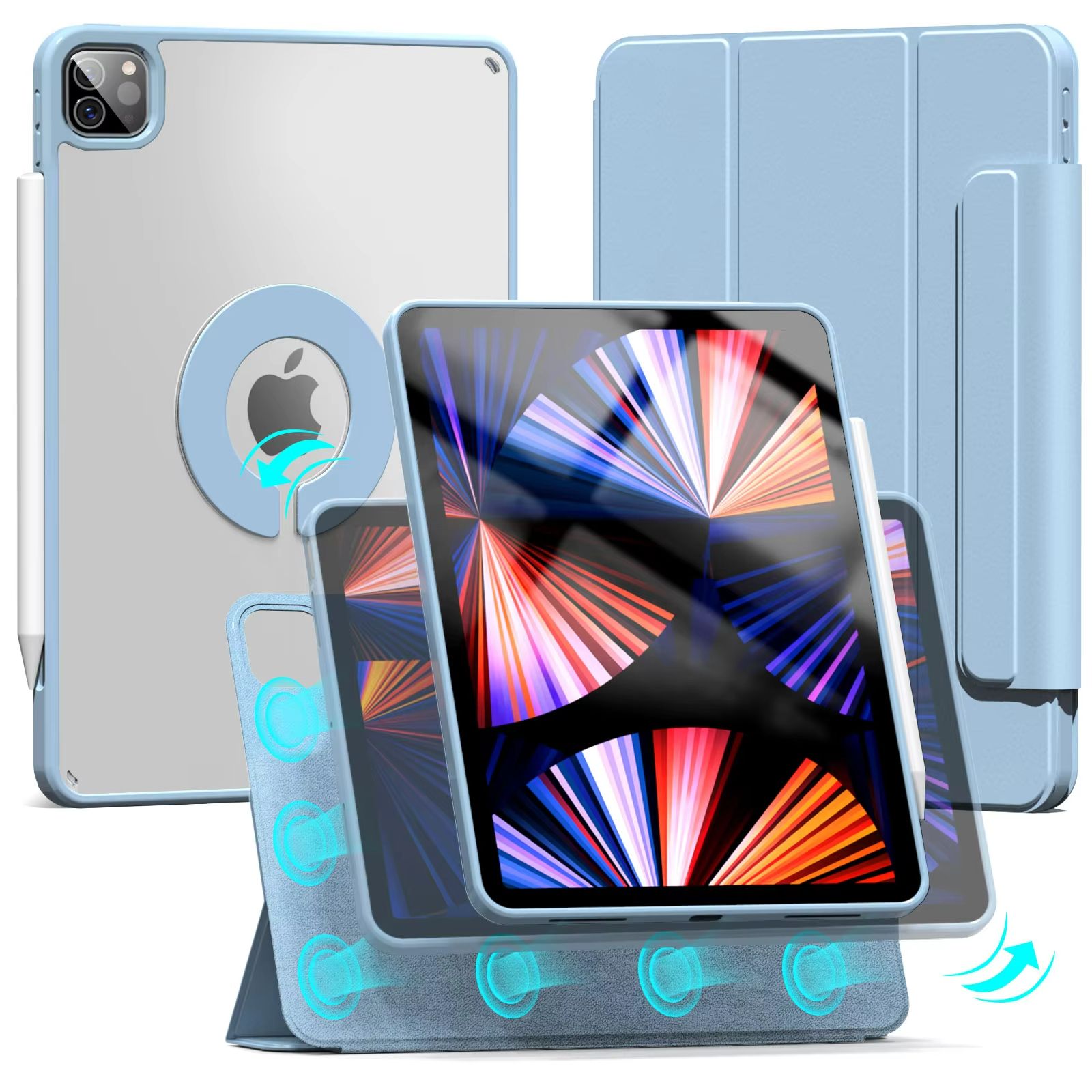 ZOYU Magnetic IPad Case  360 Rotating Detachable Back Cover For IPad Pro Air  Mini 9