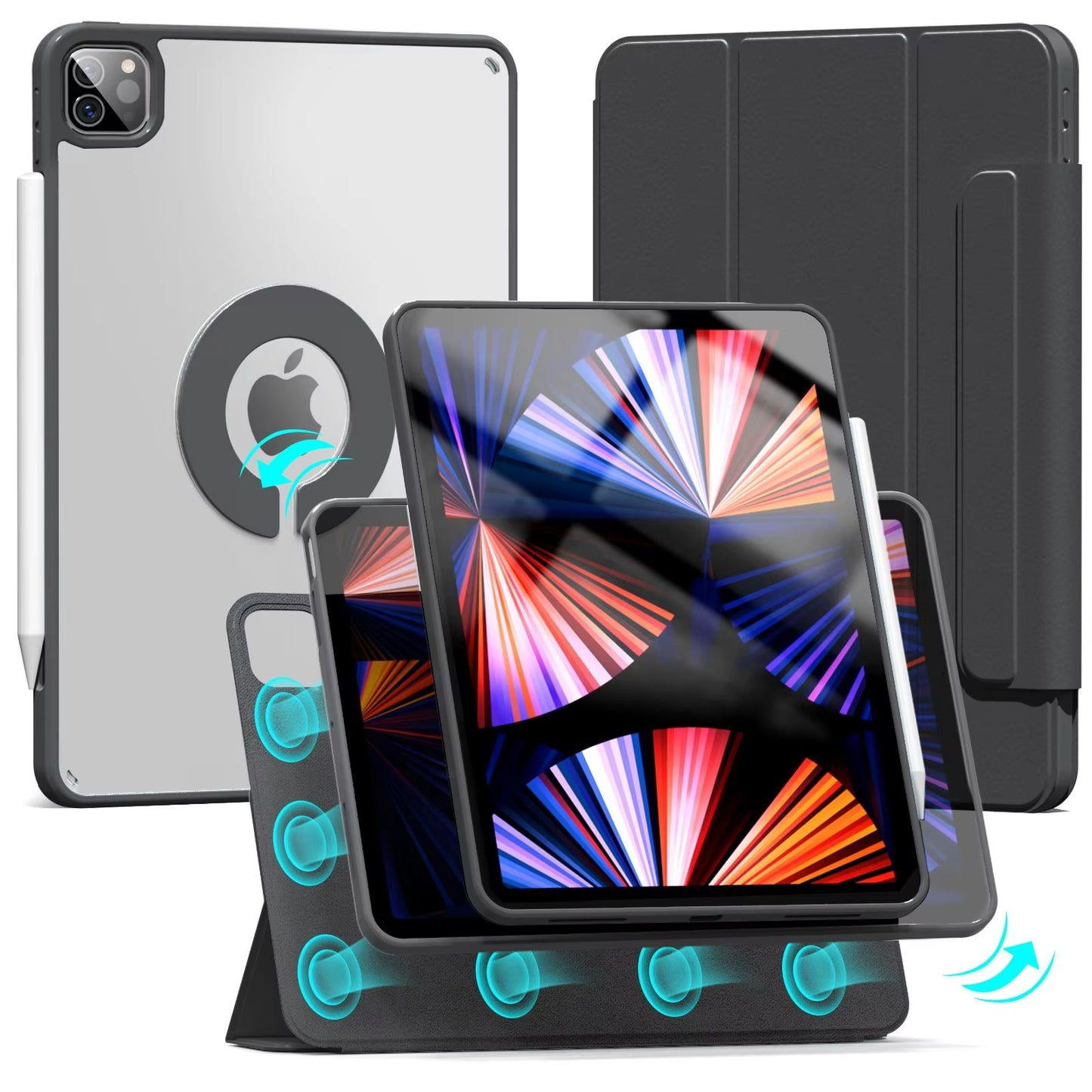 ZOYU Magnetic IPad Case  360 Rotating Detachable Back Cover For IPad Pro Air  Mini 10