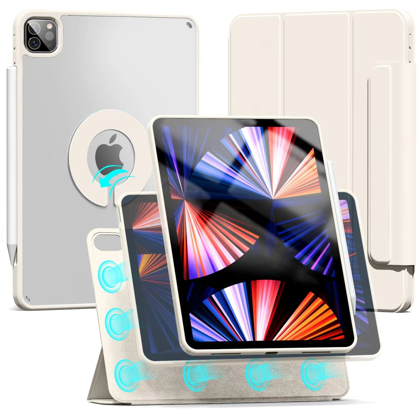 ZOYU Magnetic IPad Case  360 Rotating Detachable Back Cover For IPad Pro Air  Mini 12
