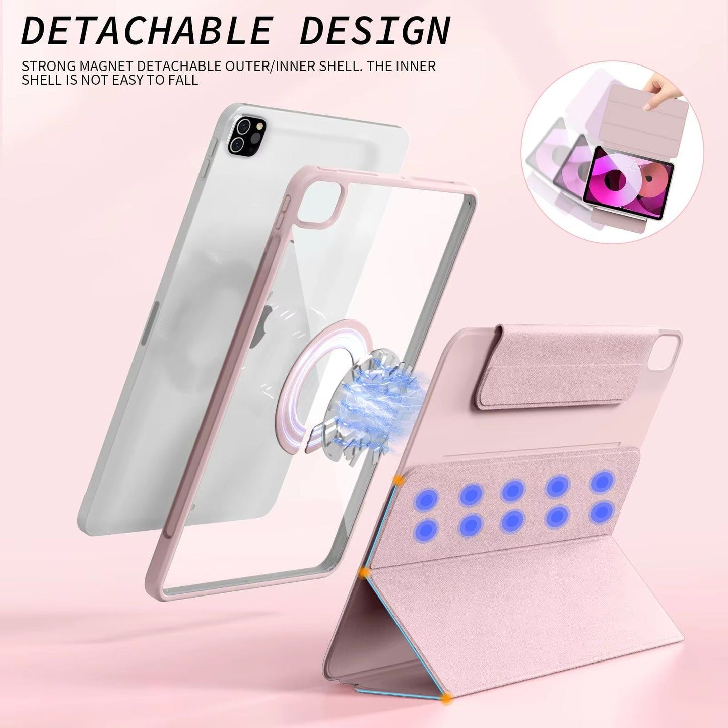 ZOYU Magnetic IPad Case  360 Rotating Detachable Back Cover For IPad Pro Air  Mini 1