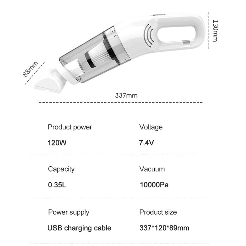 Rechargeable Handheld Vacuum Cleaner  Portable 10000PA Wireless Dust Catcher For Home Car  Pet Hair 5