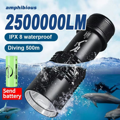 Rechargeable Diving Flashlight – Waterproof Submersible XHP70 Long-Range Torch for Night Diving & Outdoor Use