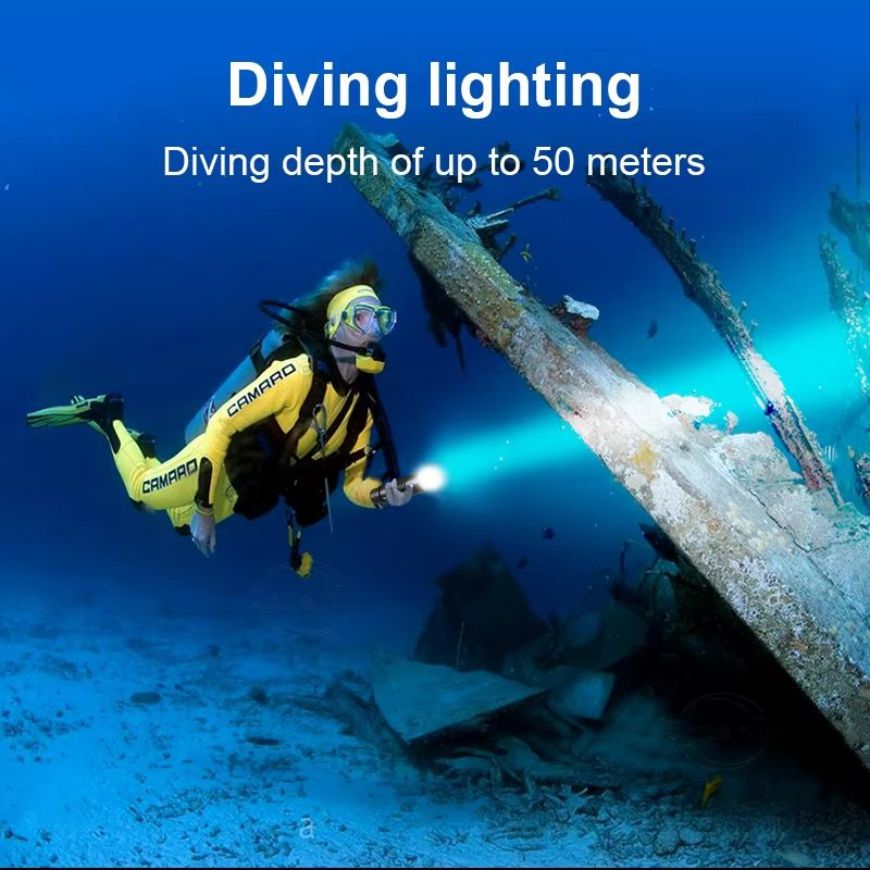 Rechargeable Diving Flashlight  Waterproof Submersible XHP70 LongRange Torch For Night Diving  Outd 2