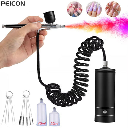 Portable Airbrush Kit with Compressor – Professional Nail Art, Cake Decorating & Craft Painting Tool