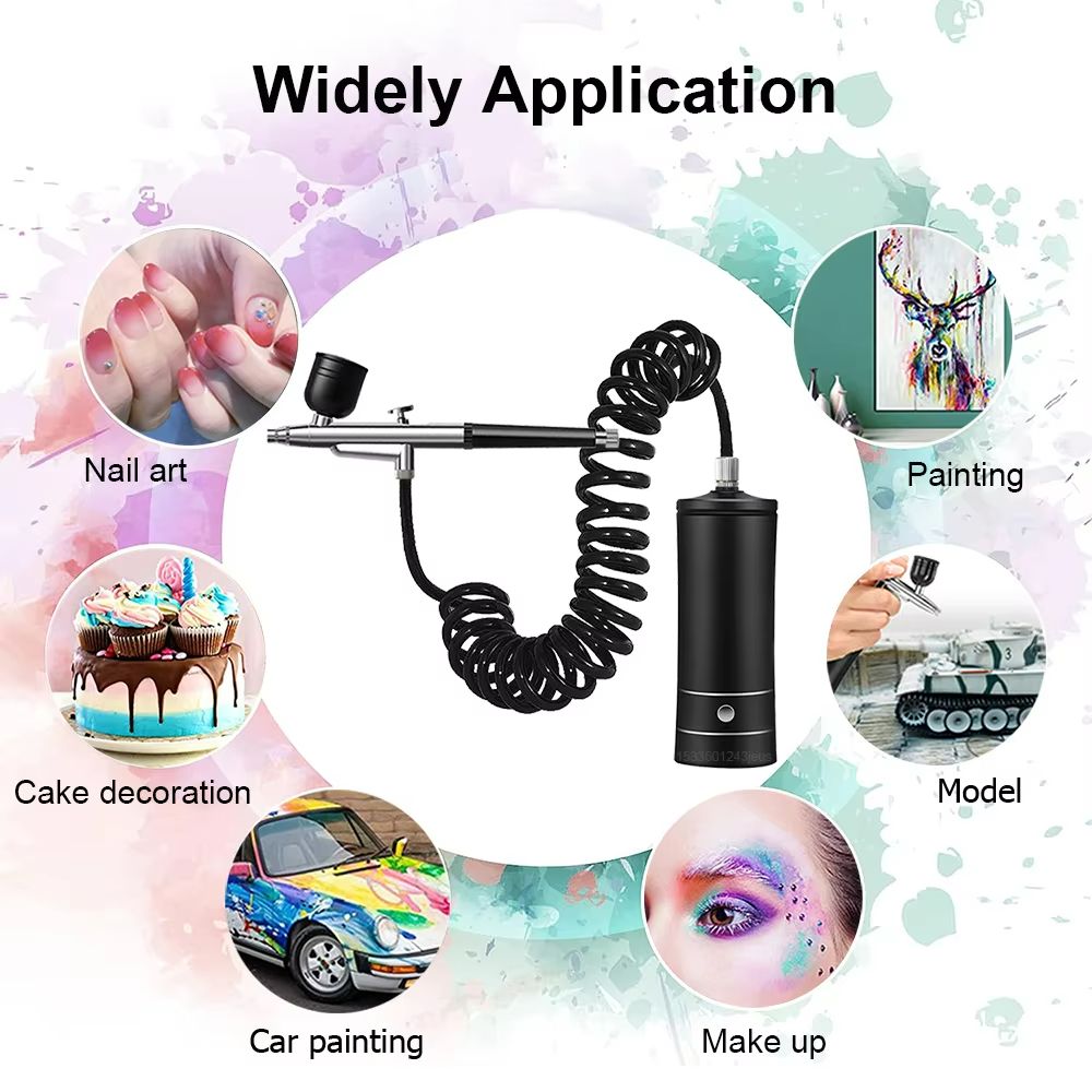 Portable Airbrush Kit With Compressor  Professional Nail Art Cake Decorating  Craft Painting Tool 1