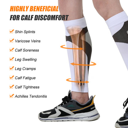 Running Leg Compression Sleeves 1 Pair, Shin Splint Calf Compression Sleeve, Footless Socks for Men and Women