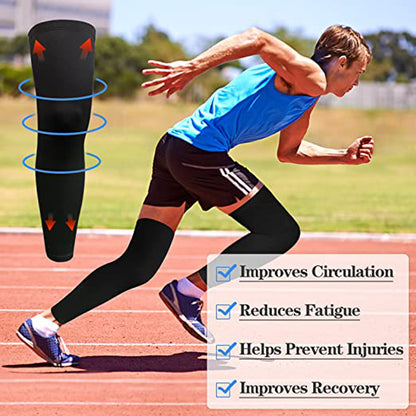 Compression Leg Sleeves for Men and Women, Knee and Calf Support for Running, Sports, Basketball, Pain Relief