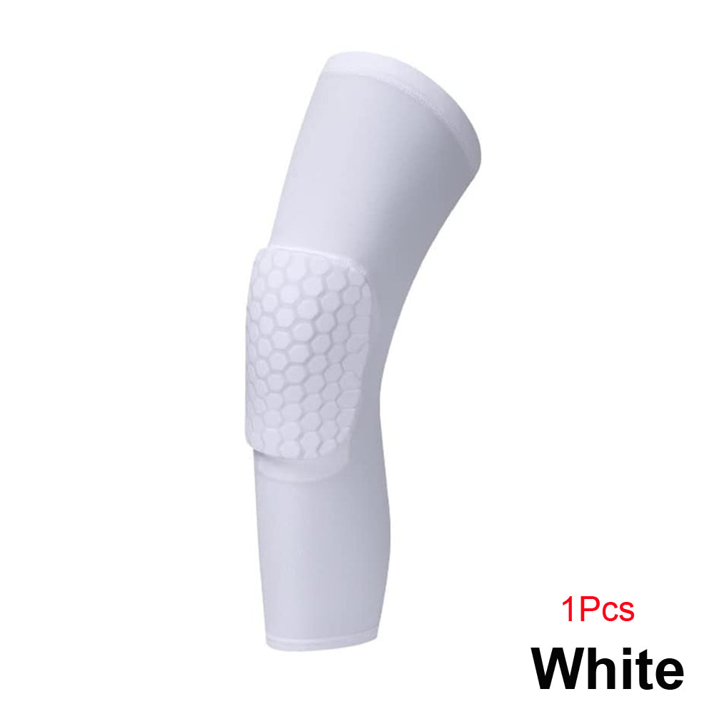 Knee Compression Pads Honeycomb Pad Long Leg Sleeve Brace, Sports Protection for Basketball Football Volleyball