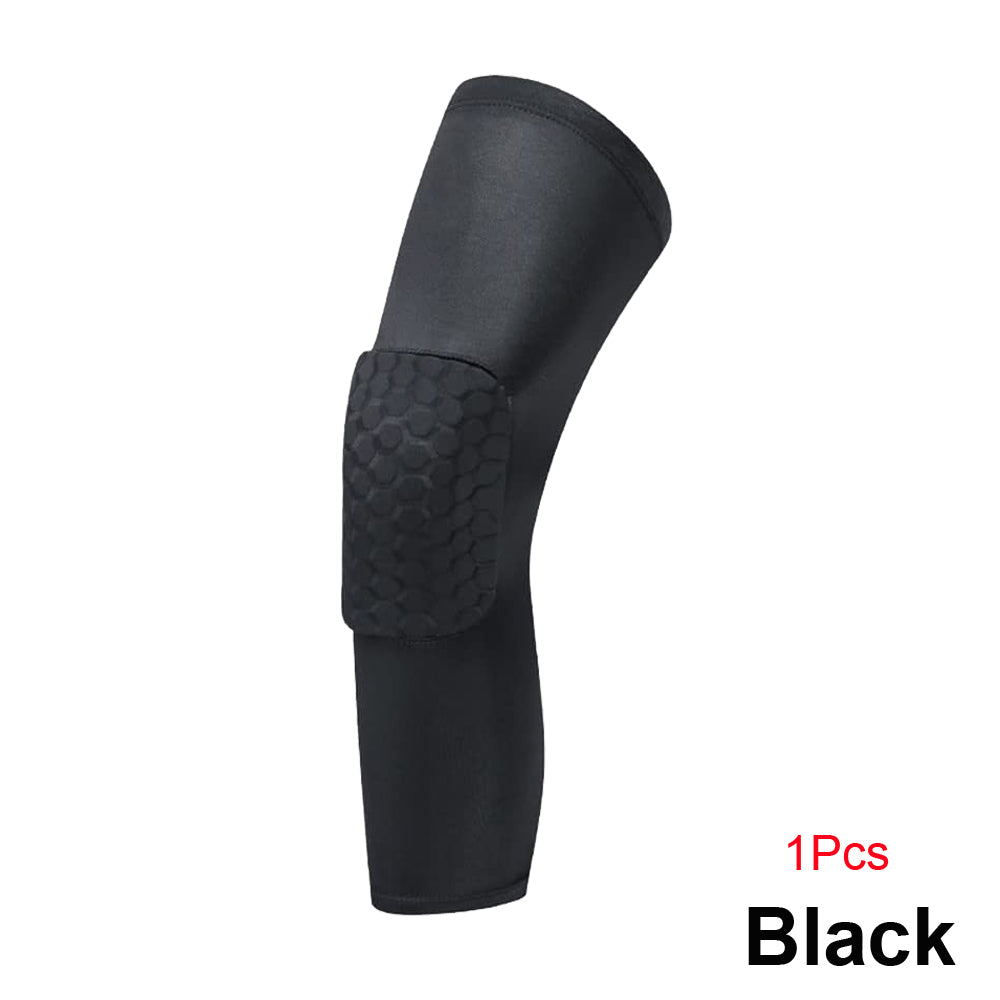 Knee Compression Pads Honeycomb Pad Long Leg Sleeve Brace, Sports Protection for Basketball Football Volleyball