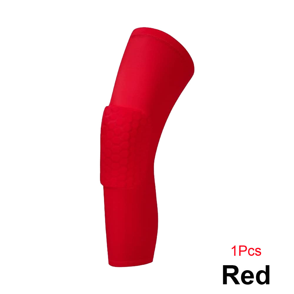 Knee Compression Pads Honeycomb Pad Long Leg Sleeve Brace, Sports Protection for Basketball Football Volleyball