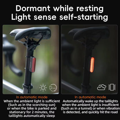 ROCKBROS Magnetic Bike Tail Light  USBC Rechargeable LED Rear Light With Brake Sensor  7 Modes 3