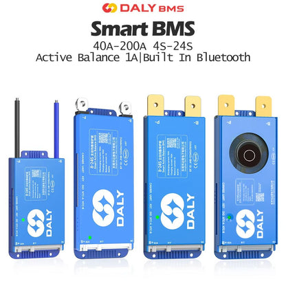Daly Smart BMS with Bluetooth & WiFi – Active Balance Battery Management System for 12V–48V Packs, EV & Solar Protection