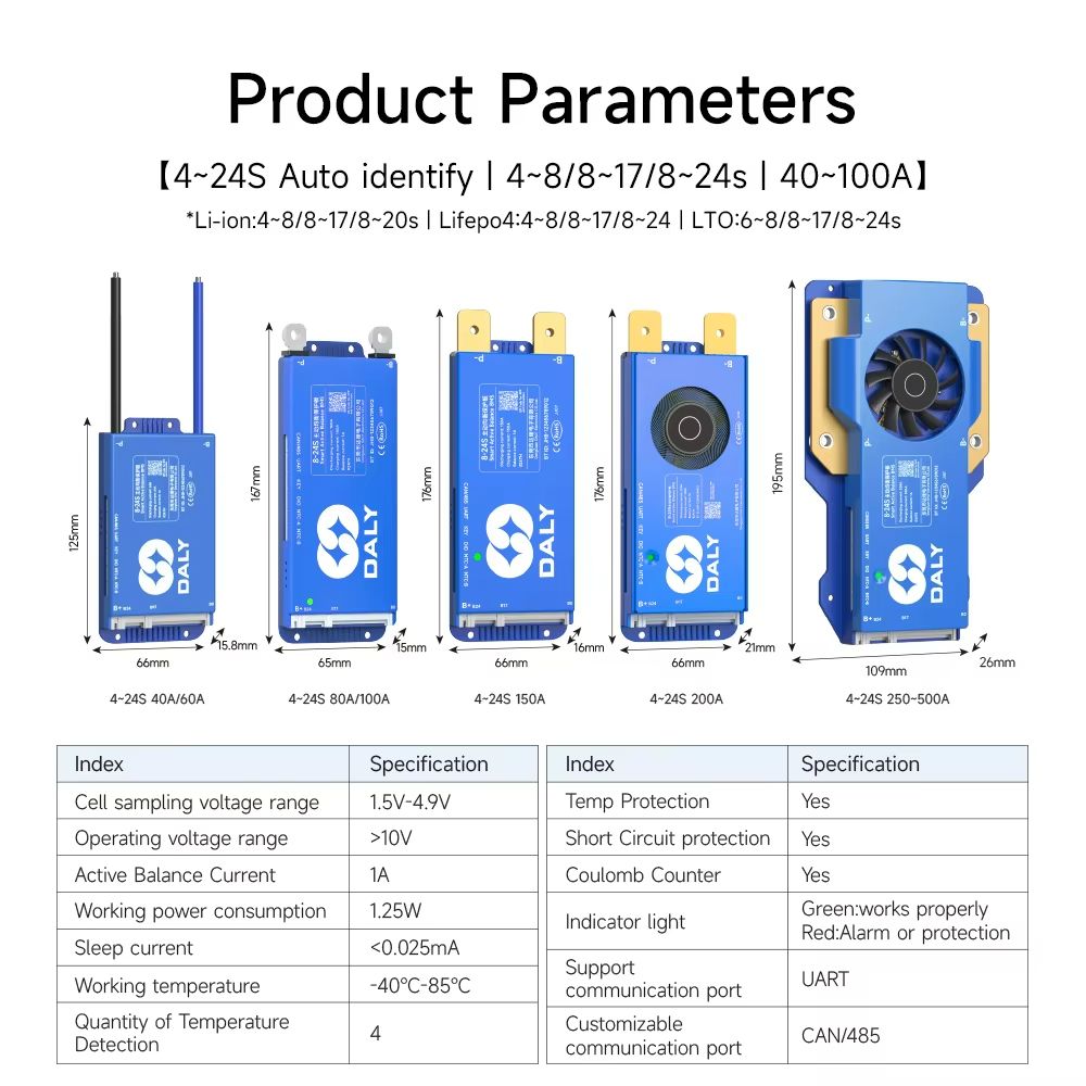 Daly Smart BMS With Bluetooth  WiFi  Active Balance Battery Management System For 12V48V Packs EV   4