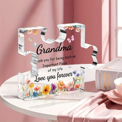 Grandma Birthday Gifts, Grandma Gifts Acrylic Puzzle Plaque, Mothers Day Christmas Birthday Gifts for Grandma