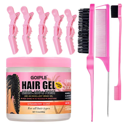 Professional Hair Gel for Women: Strong Hold Braids Gel for Cornrows, Twist, Refreshing Anti-Frizz Styling, Smoothing