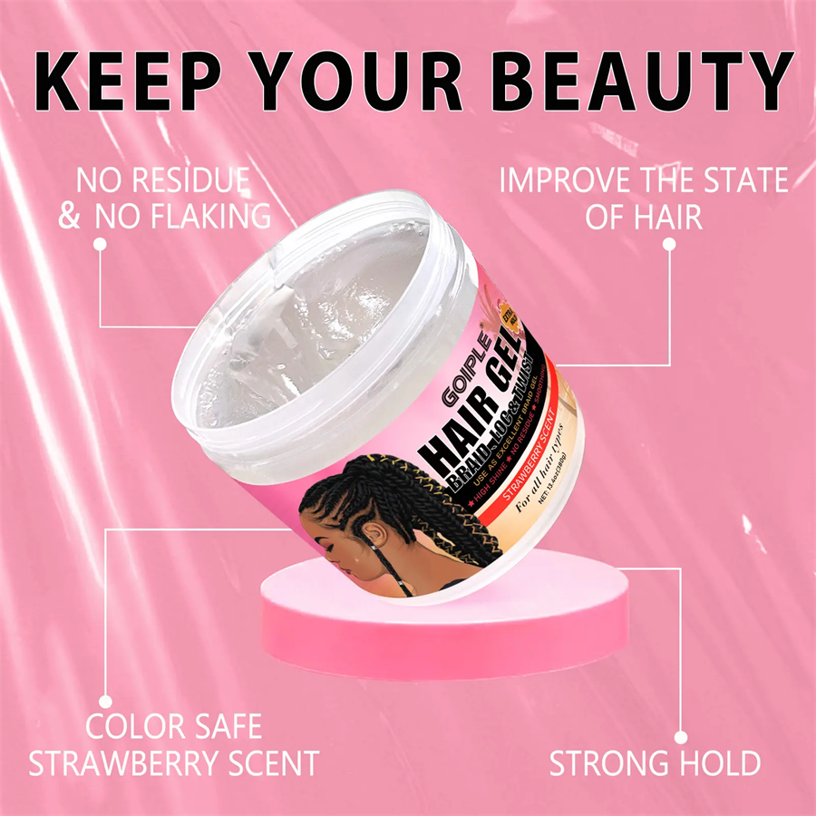 Professional Hair Gel for Women: Strong Hold Braids Gel for Cornrows, Twist, Refreshing Anti-Frizz Styling, Smoothing