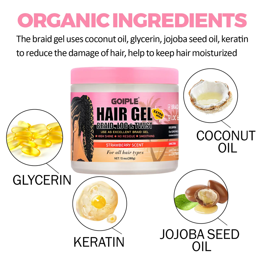 Professional Hair Gel for Women: Strong Hold Braids Gel for Cornrows, Twist, Refreshing Anti-Frizz Styling, Smoothing