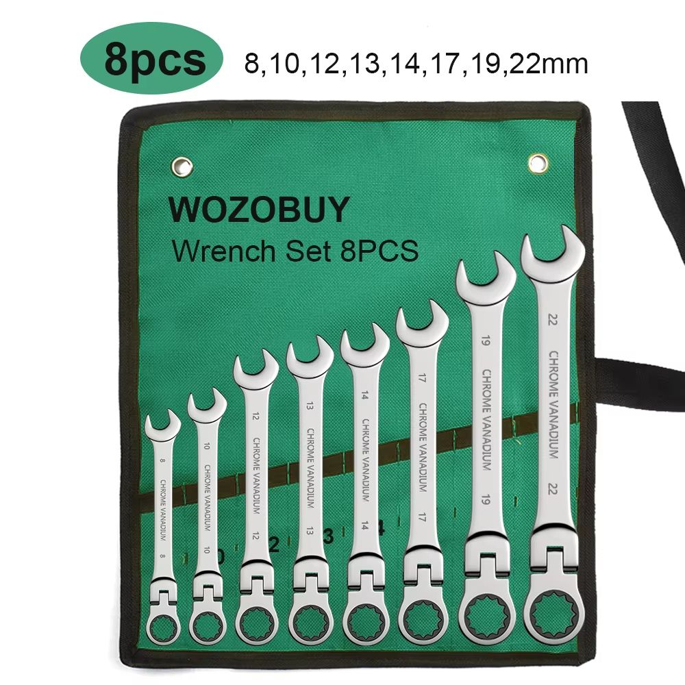 Flexible Head Ratcheting Wrench Set 822mm  Metric Combination Spanner Kit With Carry Bag 9