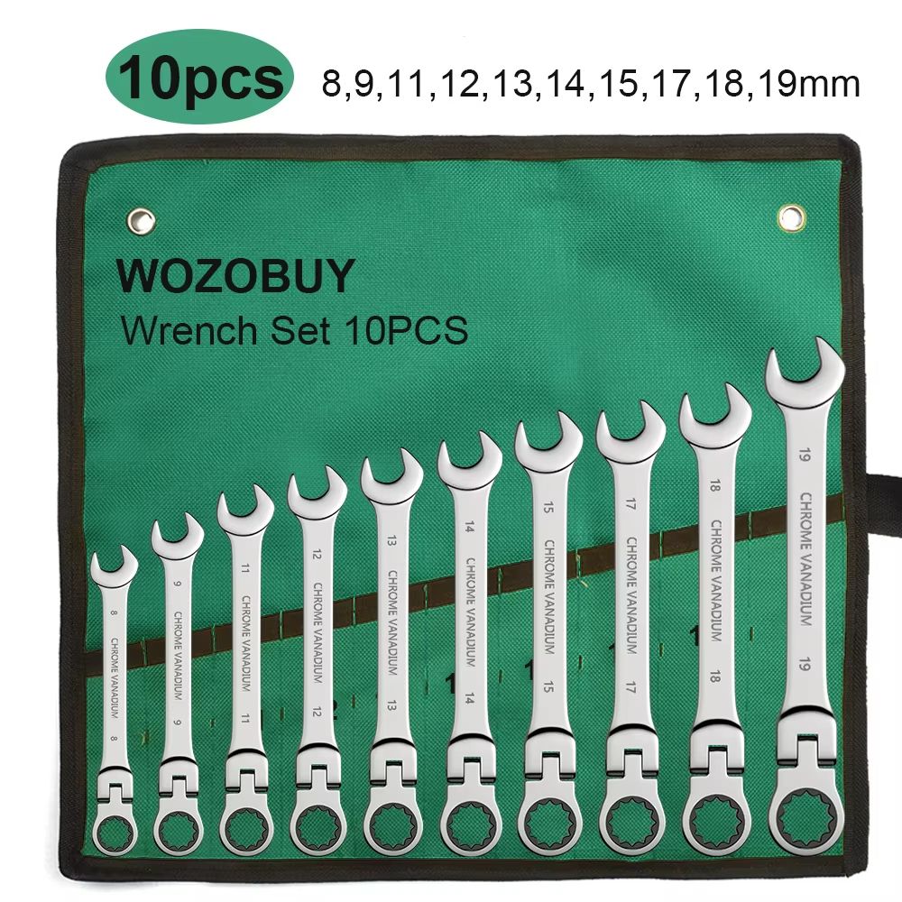 Flexible Head Ratcheting Wrench Set 822mm  Metric Combination Spanner Kit With Carry Bag 11