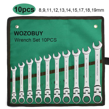 Flexible Head Ratcheting Wrench Set 822mm  Metric Combination Spanner Kit With Carry Bag 11
