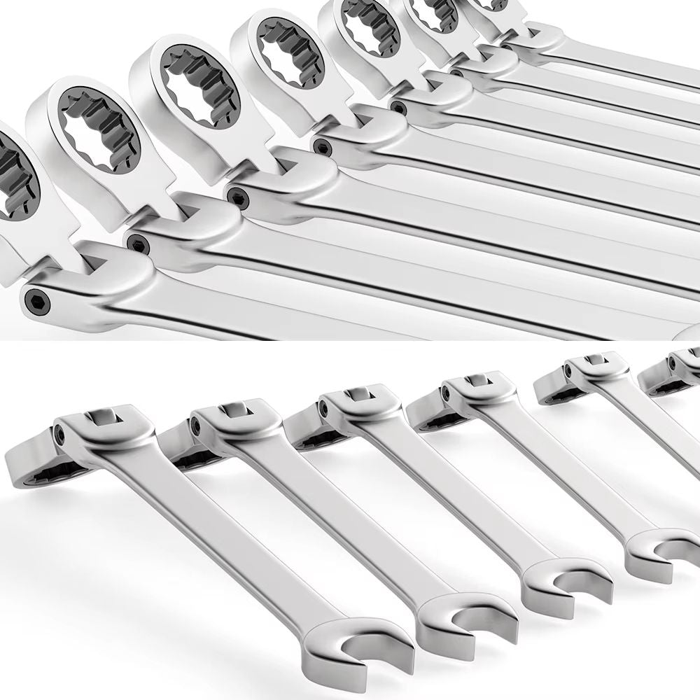 Flexible Head Ratcheting Wrench Set 822mm  Metric Combination Spanner Kit With Carry Bag 5