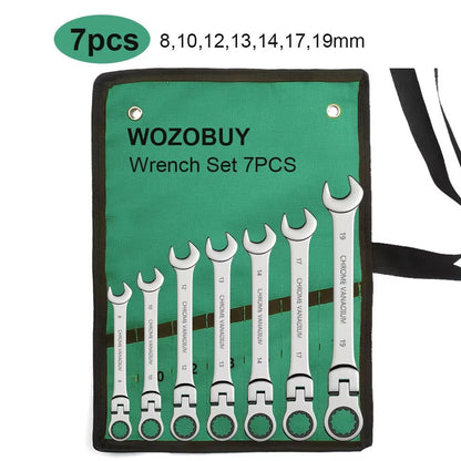 Flexible Head Ratcheting Wrench Set 822mm  Metric Combination Spanner Kit With Carry Bag 6
