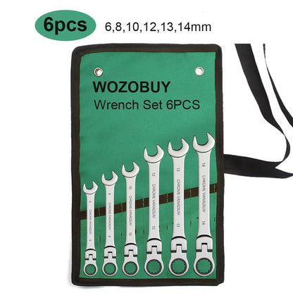 Flexible Head Ratcheting Wrench Set 822mm  Metric Combination Spanner Kit With Carry Bag 7