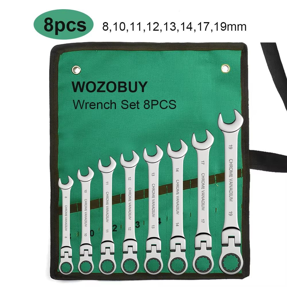 Flexible Head Ratcheting Wrench Set 822mm  Metric Combination Spanner Kit With Carry Bag 8
