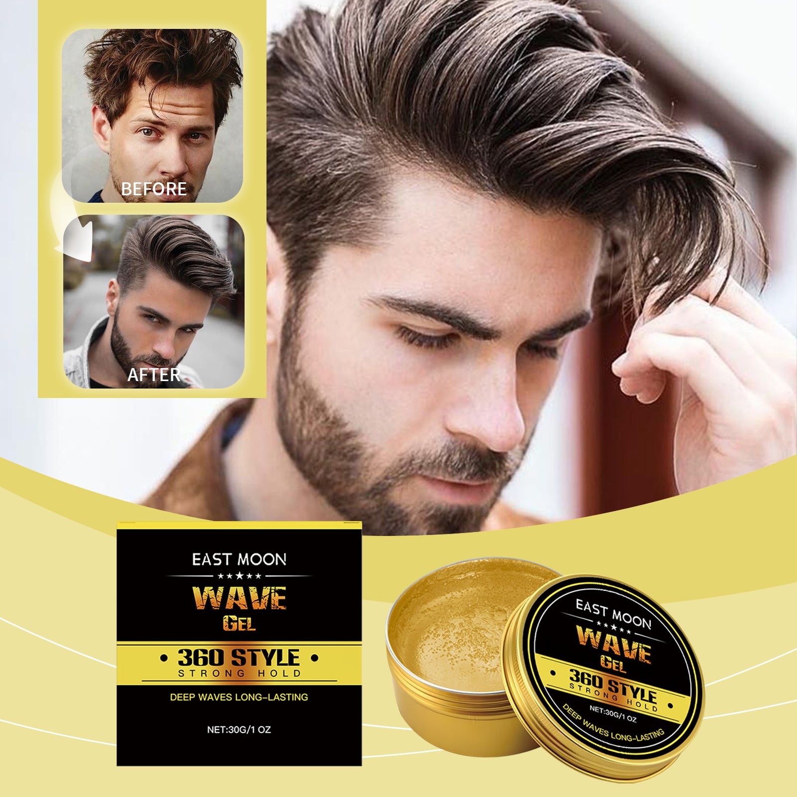 Original Argan Oil Hair Styling Wax for Men, Professional Long-Lasting Holding Gel, Fluffy Look, Repairs Broken Hair