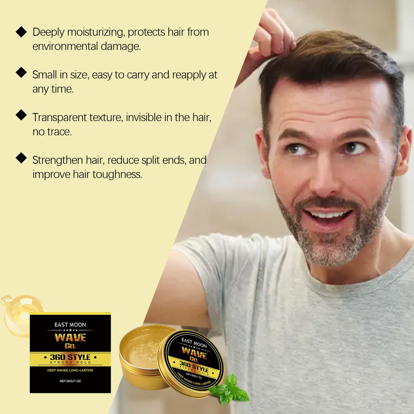Original Argan Oil Hair Styling Wax for Men, Professional Long-Lasting Holding Gel, Fluffy Look, Repairs Broken Hair