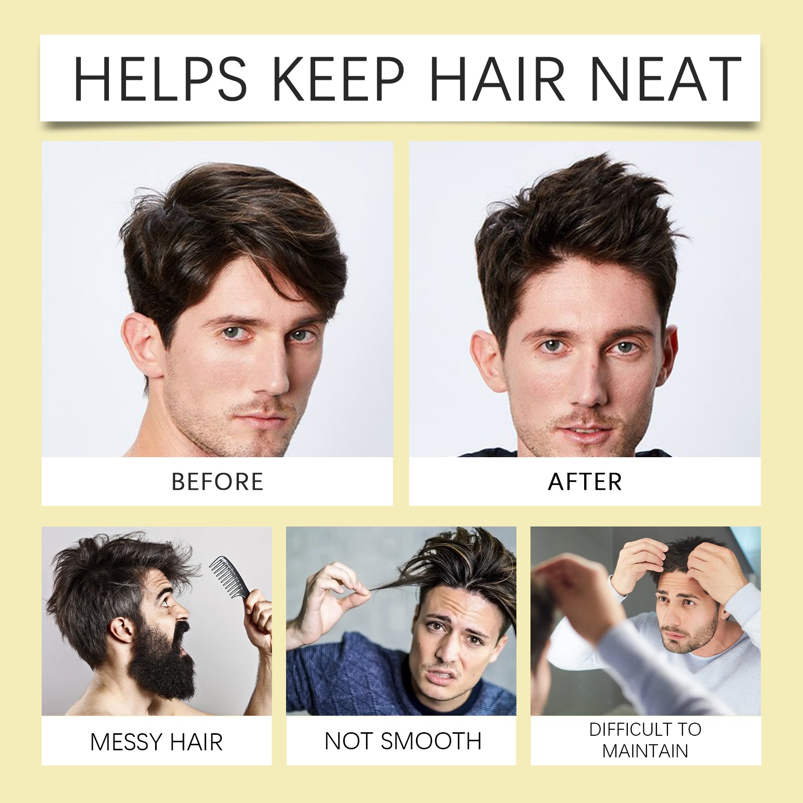 Original Argan Oil Hair Styling Wax for Men, Professional Long-Lasting Holding Gel, Fluffy Look, Repairs Broken Hair