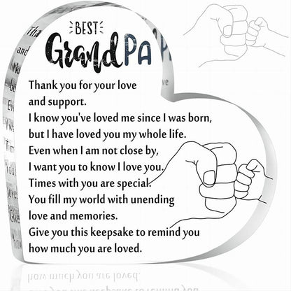 Grandpa Birthday Gift Acrylic Heart Keepsake, Grandpa Gifts from Grandchildren, Unique Sentimental Present