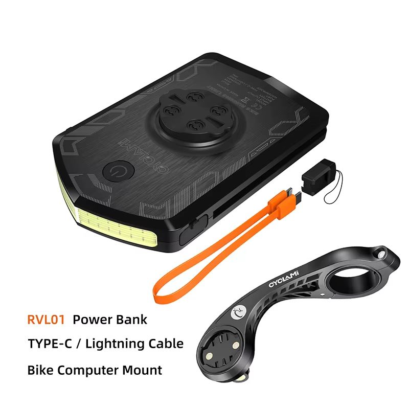 CYCLAMI RVL01 Rechargeable Bike Headlight – 5000mAh USB-C Front Bicycle Light Compatible with Garmin & XOSS