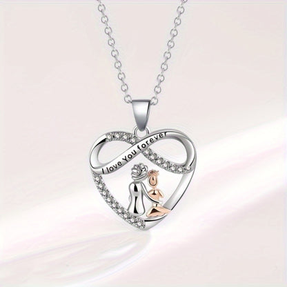 Endless Love Necklace for Grandma and Granddaughter, Copper Inlaid Zirconia Pendant, Birthday Gift, Holiday Gift